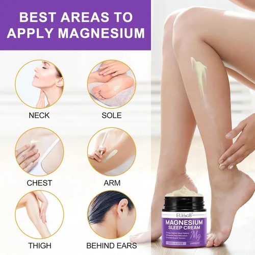 Miniatura 3 de Crema de magnesio para dormir - Enriquecida con aceite de almendras, lavanda y vitamina E para una relajación profunda - Loción de magnesio natural