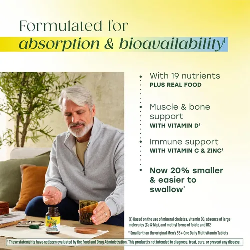 Miniatura 5 de MegaFood Multivitamin para Hombres 55+ Un Multivitamínico Diario para Hombres, B12 Metilado, Vitamina D3, C y Zinc - Envejecimiento Saludable, Salud