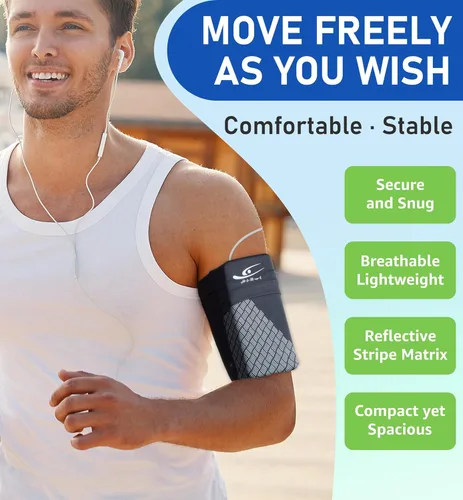 Miniatura 2 de HiRui Brazalete deportivo universal para teléfono celular, brazalete para correr para entrenamiento de ejercicio, compatible con iPhone Negro
