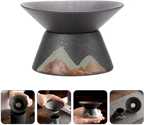 Miniatura 9 de ULTNICE Accesorio de filtro de té de cerámica con colador de malla fina para el hogar y la habitación, diseño compacto de 3 x 3 x 1.77 pulgadas