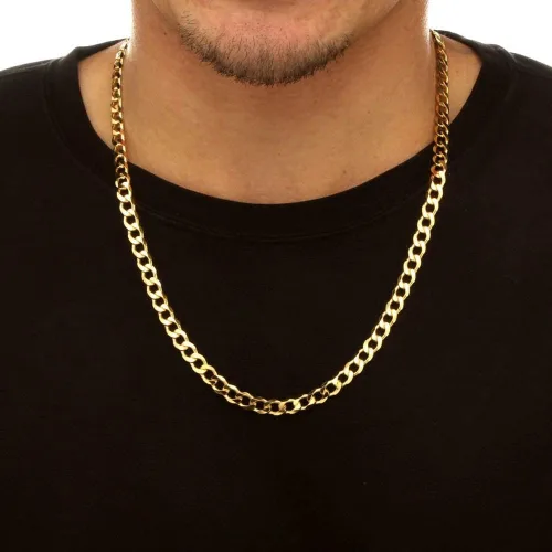Miniatura 5 de The Diamond Deal Mens 10k Hollow Yellow Gold 5.3mm Shiny Hollow Cuban Comfort Curb Cuban Chain Necklace For men for Pendants and Charms with