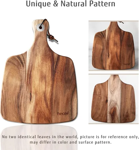 Miniatura 6 de hecef Juego de 3 tablas de queso, un plato de queso de madera de acacia, un cuchillo, un tenedor, plato de charcutería, juego de pizarra para servir
