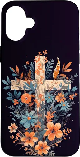 Miniatura 23 de Boho Floral Christian Cross Jesus God Wild Flower Women Case for iPhone 16