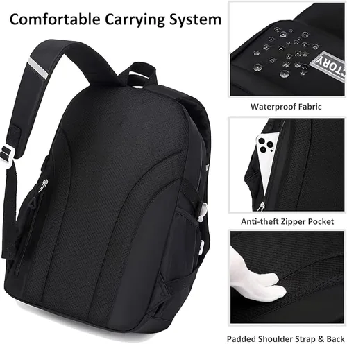 Miniatura 4 de AO ALI VICTORY Mochila para mujeres y niñas, conjunto con estuche para lápices de 15.6 pulgadas, mochila escolar para computadora portátil, mochila