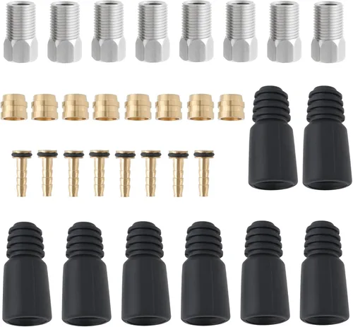 Juego de 8 unidades de manguera de freno de disco hidráulico para bicicleta, manguera de freno de oliva, kit de reparación de tornillos de púa,