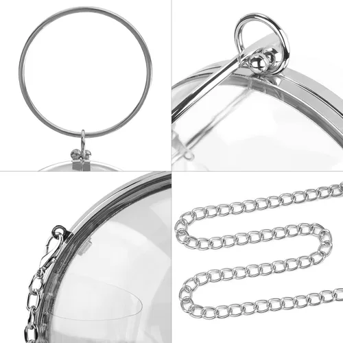 Miniatura 4 de Round Ball Clear Purse, Small Acrylic Box Evening Clutch Bag, Not Compatible with Phone