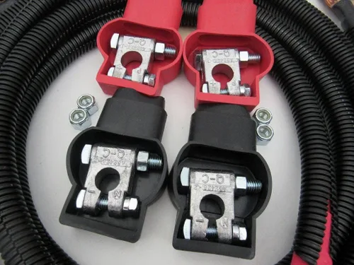 Miniatura 3 de Kit Custom Battery Cables fabricado en Estados Unidos compatible con Ford F250, F350, F450 Truck Excursion 7.3L Powerstroke Diesel 1987-1997