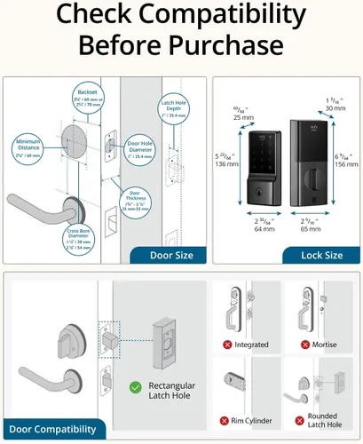 Miniatura 6 de eufy Security Smart Lock C210, Cerradura de Puerta de Entrada sin Llave, Cerradura de Seguridad WiFi Integrada, Cerradura de Puerta Inteligente, No
