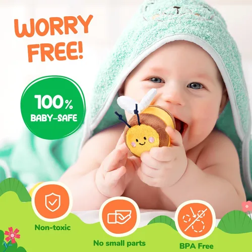 Miniatura 2 de JoyCat Juguetes para bebés de 6 meses, colmena de flores con 5 abejas sensoriales de peluche, crujiente, sonajero, espejo, juguetes Montessori