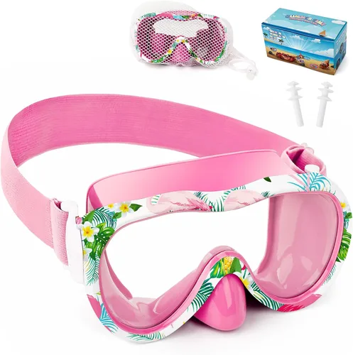 Miniatura 18 de Máscara de snorkel para niños, máscara de buceo de 180° con cubierta para la nariz, gafas de natación antiniebla para niños con correa de tela Azul