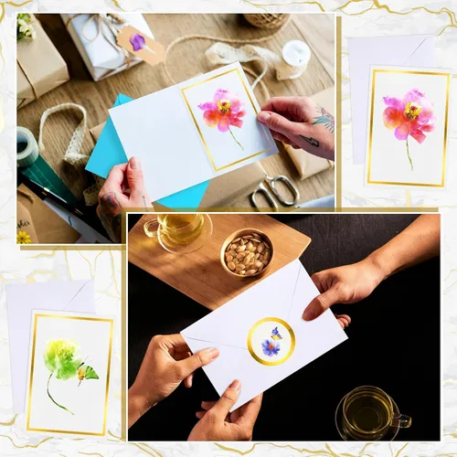 Miniatura 4 de Colarr 80 juegos de tarjetas florales en blanco a granel de 4 x 6 pulgadas, tarjetas de felicitación de flores silvestres de acuarela con sobres
