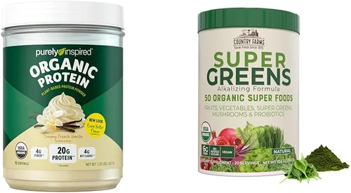 Purely Inspired Proteína vegana orgánica a base de plantas en polvo para mujeres y hombres, 0.78 oz de proteína vegetal de guisantes y Country