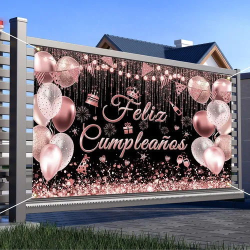 Miniatura 7 de Avezano Cartel de Feliz Cumpleaños para decoración de fiesta de cumpleaños mexicana, telón de fondo, fiesta española, fondo de fiesta de cumpleaños