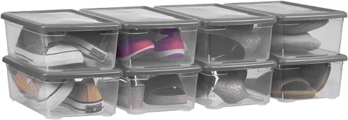 Miniatura 10 de 8 paquetes de cajas de almacenamiento con pestillo de 6 cuartos de galón, cajas de almacenamiento apilables de plástico transparente con tapas