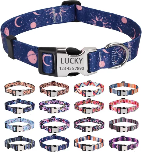 Miniatura 21 de Collares de perro personalizados – Collar floral personalizado con nombre y número de teléfono – Tamaños ajustables para perros pequeños, medianos