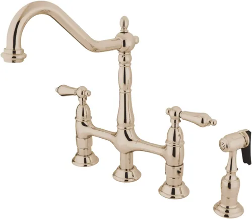 Miniatura 17 de Kingston Brass KS1273ALBS Heritage - Grifo de puente de cocina de 8 pulgadas con rociador de latón, latón antiguo
