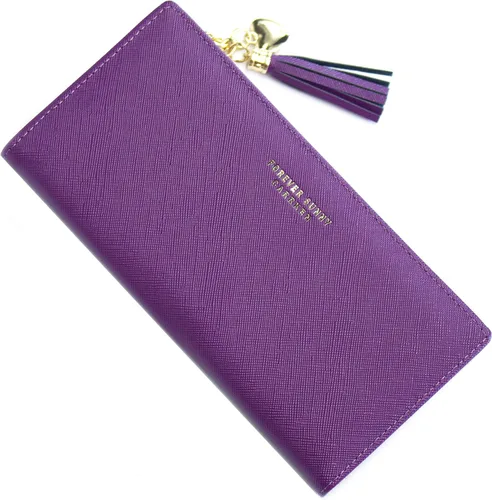 Miniatura 11 de Sumgogo - billetera delgada para mujer, con borlas largas, cierre zipper, monedero, bolso de mano, tarjetero, Negro, Grande, Minimalista
