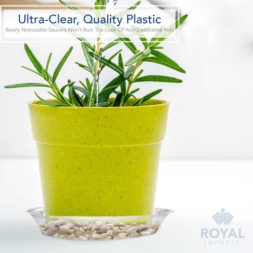Miniatura 7 de Royal Imports Plato de plástico para maceta, bandeja de goteo transparente, plato desechable para maceta, forro de drenaje de humedad para el hogar
