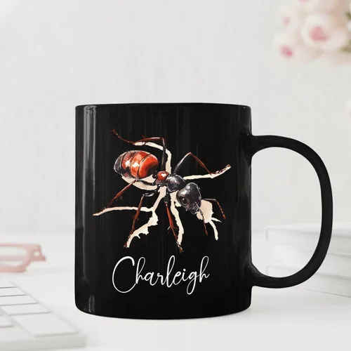 Miniatura 3 de Taza de café con nombre personalizado, regalo para amigo, compañero de trabajo, cumpleaños, taza de cerámica negra personalizada para amantes