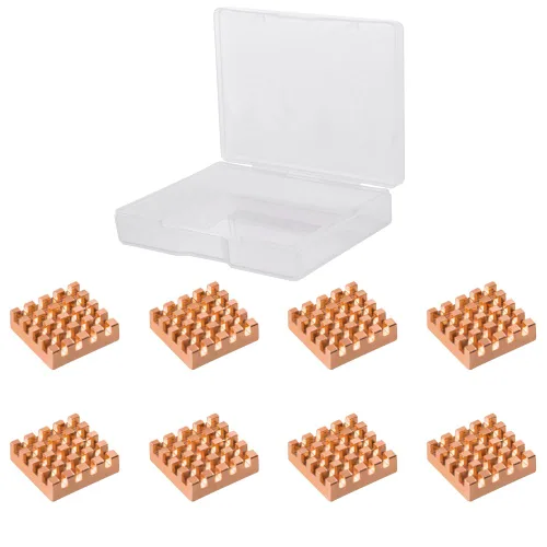 Miniatura 4 de GeeekPi 8 disipadores de calor de cobre puro de 0.591 x 0.591 x 0.197 in con cinta adhesiva conductora térmica para refrigeración electrónica