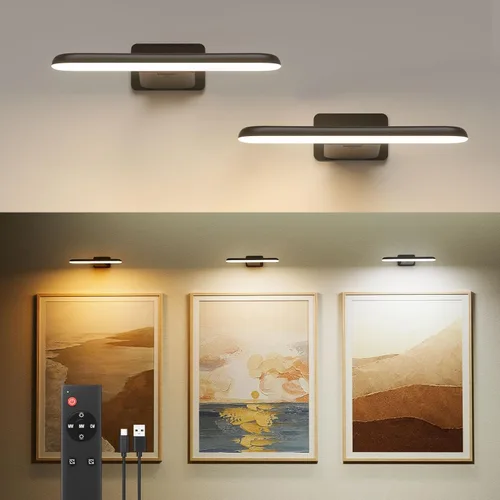 Miniatura 10 de FULEN Luces de Imagen a Pilas Recargables, Luces de Marco de Fotos para Pared, Luces de Pared LED Inalámbricas para Arte, Pinturas, Galería y Diana