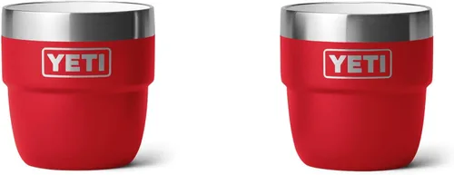 YETI Rambler - Vaso apilable de 4 onzas, acero inoxidable, taza de café/espresso aislada al vacío, 2 unidades Rojo rescate