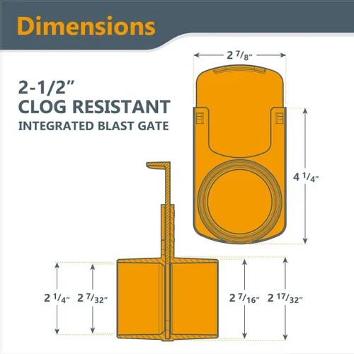 Miniatura 7 de POWERTEC 70294 - Puerta de ráfaga integrada de 2-1/2 pulgadas, resistente a obstrucciones, ajuste de plástico ABS cónico antihuecos para sistemas