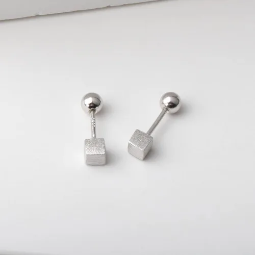 Miniatura 6 de Pendientes pequeños de plata de ley 925 con rosca trasera