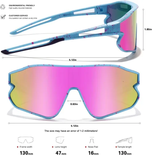 Miniatura 4 de Lentes de sol para niños, lentes de sol de béisbol juveniles, polarizados, deportivos, ciclismo, para niños y niñas, marco ligero