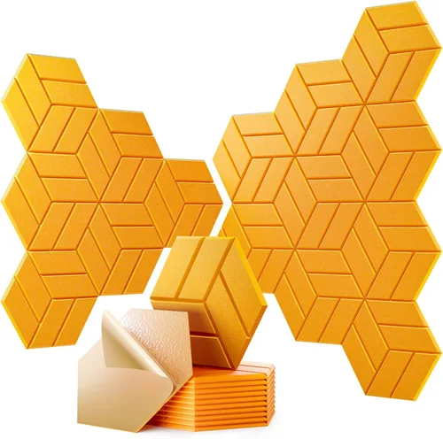 Miniatura 30 de 12 paneles acústicos autoadhesivos, paneles de espuma a prueba de sonido de 12 x 10 x 0.4 pulgadas para paredes, paneles de pared hexagonales Negro
