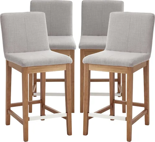 Miniatura 10 de Kmax Juego de 2 taburetes de bar de 26 pulgadas de altura de mostrador, taburetes tapizados para encimera de cocina con soporte trasero, taburetes