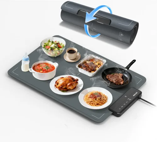 Manta calefactora para alimentos, enchufe y listo - Grande 24"x16", calentamiento rápido de superficie completa, 6 niveles de temperatura,