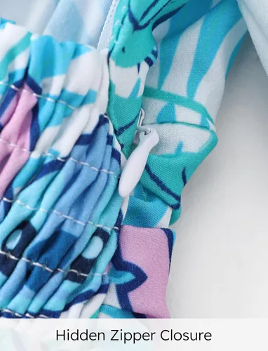 Miniatura 4 de Disney Stitch Minnie Frozen Elsa - Vestido de princesa sin espalda para niñas, hombros descubiertos, manga corta, cintura ceñida, ropa para niños