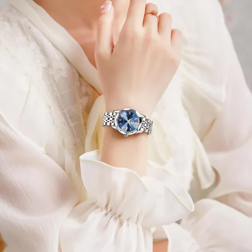Miniatura 9 de OLEVS Reloj de pulsera para mujer, pequeño reloj de pulsera de acero inoxidable para mujer, reloj analógico de cuarzo para mujer