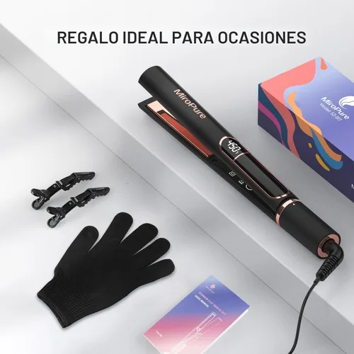 Miniatura 9 de MiroPure Alisadora de Cabello, Alisadora de Cabello con Placas de Titanio de 1 Pulgada con Calentamiento de 15S, Plancha de Cabello Profesional
