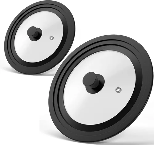 Miniatura 10 de Tapa universal para olla, tapa de sartén para utensilios de cocina de 7, 8 y 9 pulgadas, vidrio templado con borde y mango de silicona resistente al