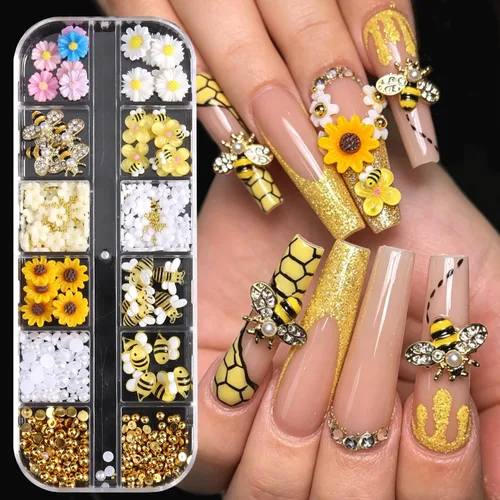 Miniatura 11 de Dijes de Uñas 3D Multiformas, Aurora Rosa Camelia Mariposa Flor Acrílica Lazo Transparente Corazón Blanco Perlas de Respaldo Plano Decoración