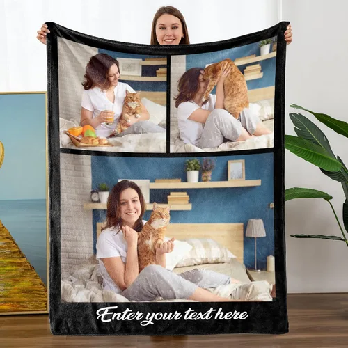 Miniatura 17 de Mantas personalizadas con fotos, manta personalizada con nombre de imagen para esposa, marido, novio, novia, aniversario, Navidad, cumpleaños, 1 Foto