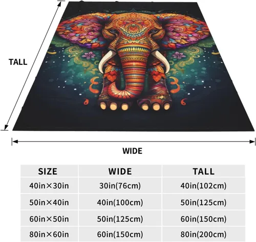 Miniatura 3 de Manta con diseño de mandala y elefante, regalos para mujeres adultas, manta de franela india colorida, suave y esponjosa, ligera para decoración