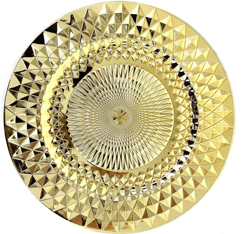 Miniatura 11 de Allgala Placas de carga, 13 pulgadas, paquete de 6 unidades de plástico resistente con patrón de diamante brillante para boda, plata-HD80402 Plateado