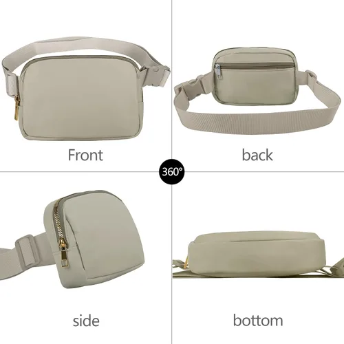 Miniatura 2 de VOROLO Riñonera para mujeres y hombres, bolsa cruzada, bolsa de cinturón con correa ajustable, Wood Grey, Talla única