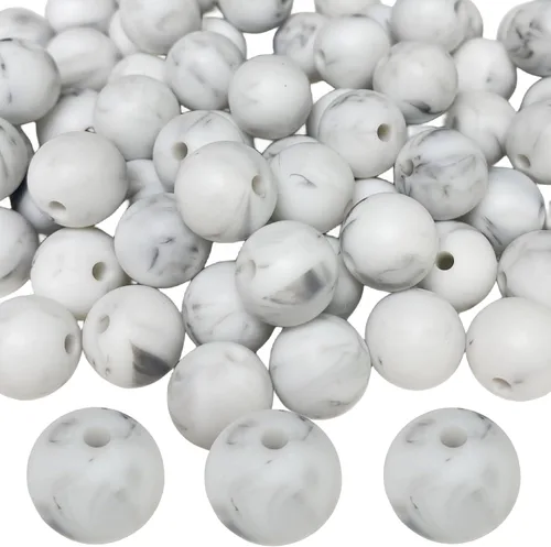 Miniatura 43 de Abalorios de silicona, 120 piezas de 6 mm abalorios redondos de silicona para hacer llaveros, pulseras, collares, aretes, joyas, manualidades DIY