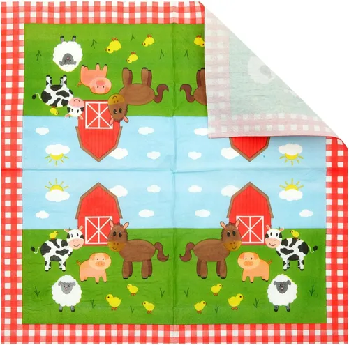 Miniatura 8 de Juvale Farm - Decoraciones para fiestas temáticas – Juego de 144 piezas, sirve 24, platos de 9 pulgadas y tazas de 9 onzas, diseño de animales a