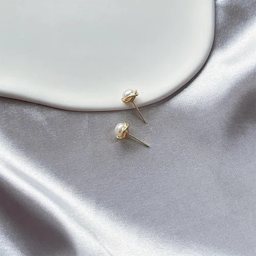 Miniatura 32 de Aretes de perlas para mujer, perlas redondas blancas, aretes de oro envueltos de alambre, joyería hecha a mano para mamá, amante y ella
