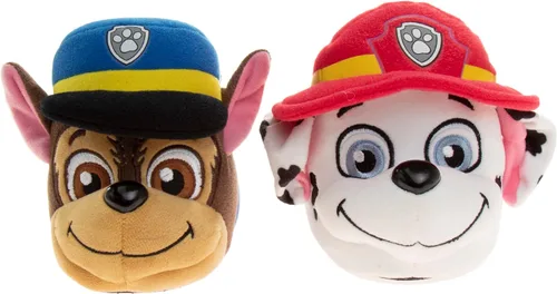 Miniatura 5 de Nickelodeon Paw Patrol and Sponge Bob Squarepants Zapatos de casa Chase y Marshall para niños pequeños Zapatillas de casa de felpa, ligeras