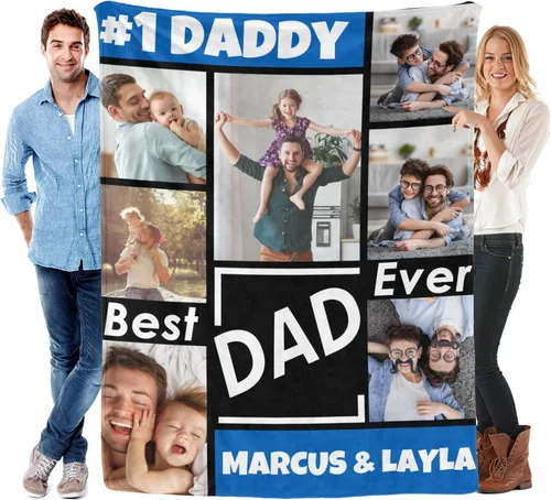 Miniatura 18 de Manta personalizada para el día del padre con foto, regalos personalizados para papá, papá, abuelo, papá, cumpleaños, Navidad