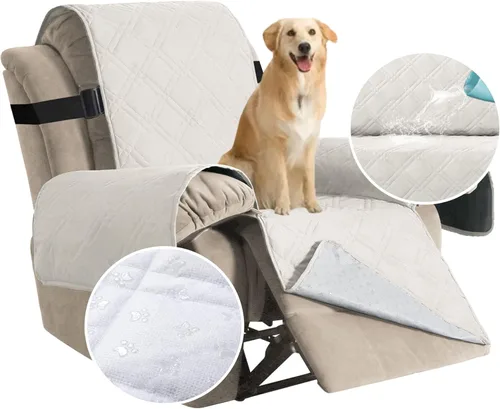 Miniatura 8 de H.VERSAILTEX - Funda protectora para sillón reclinable 100% impermeable, acolchada, con correa elástica y parte posterior con huellitas de silicón