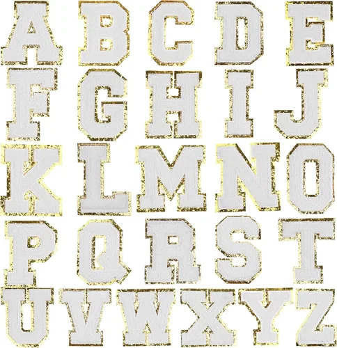 Miniatura 9 de Kare & Kind Parches de letras termo-adhesivas – Parches bordados de felpilla del alfabeto A-Z – Para coser o planchar para ropa, camisas, uniformes