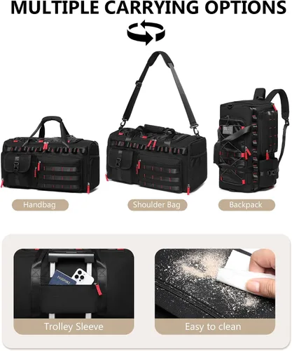 Miniatura 3 de Bolsas de gimnasio para hombres y mujeres, 45L grande de viaje de fin de semana, mochila deportiva con zapatos y compartimento para laptop, bolsa