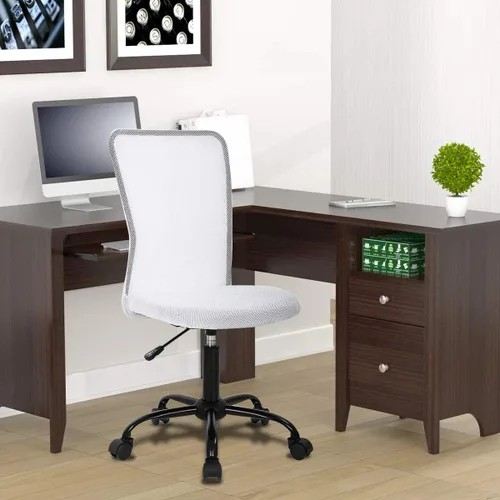 Miniatura 12 de Silla de oficina de malla simple, silla de oficina ergonómica sin brazos, silla de oficina en casa, silla de computadora ajustable, silla giratoria